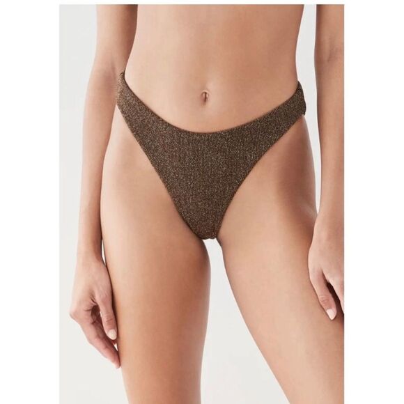 NWT Good American - square strap high waist bikini set metallic brown - S/XS - Picture 3 of 12
